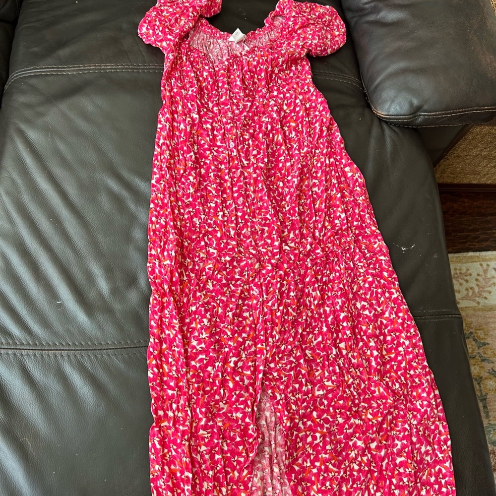 Pink Floral Maternity maxi Dress